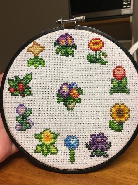 Stardew Embroidery, Minecraft Cross Stitch, Valley Flowers, Hama Bead, Bead Sprite, Pixel Pattern, Beaded Cross, Diy Cross Stitch, Crochet Cross