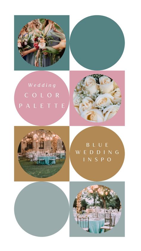 Colour palette of blue and gold with wedding photos in circles Teal Pink And Gold Wedding, Teal And Pink Wedding Decorations, Teal And Pink Wedding Colors, Teal Blush Wedding, Pink Teal Wedding, Teal And Pink Wedding, Teal Colour Palette, Colour Palette Ideas, Church Bathroom