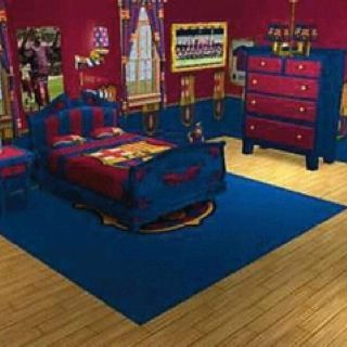 Great room for a kid Soccer Themed Bedroom, Themed Bedroom, Baby Cot, Themed Room, Great Room, Bedroom Themes, Poker Table, Room Themes, Fc Barcelona