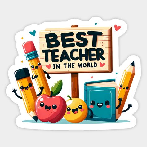 Super cute design for teacher appreciation day. For more of my T-shirt designs, please check my store. -- Choose from our vast selection of stickers to match with your favorite design to make the perfect customized sticker/decal. Perfect to put on water bottles, laptops, hard hats, and car windows. Everything from favorite TV show stickers to funny stickers. For men, women, boys, and girls. Best Teacher In The World, World Sticker, Frozen Cake Topper, World Teachers, Best Teacher Gifts, Teacher Stickers, Best Teacher Ever, Frozen Cake, Abstract Line Art