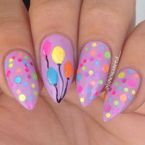 August Birthday Nails, Birthday Nails Inspiration, Birthday Nail Ideas, Nails Space, Birthday Nail Art, Bday Nails, Girls Nail Designs, Birthday Nail, Nail Art For Kids