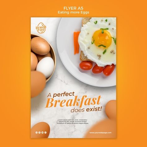 Breakfast Flyer, Breakfast With Eggs, Feeding Program, Pastry Design, Farm Chicken, Photoshop Resources, Sale Flyer, Perfect Breakfast, How To Cook Eggs