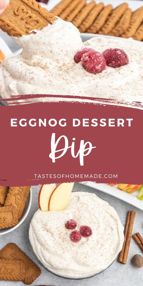 Holiday Dessert Dips, Cool Whip Dip, Dessert Dips For Parties, Eggnog Dip, Cookie Dip, Vanilla Pudding Recipes, Eggnog Dessert, Dessert Dip Recipes, Cookies Fruit