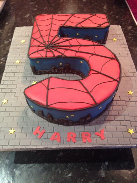 Spider-Man cake for a 5 year old birthday Birthday Cakes For 5 Year Boy, 5 Year Boy Old Birthday Cake, Birthday Ideas For 5 Year Boy, 5 Year Birthday Cake Ideas Boys, 5th Birthday Ideas For Boys Cake, Cakes For 5 Year Boy, Cake For 5 Year Boy, 5 Year Birthday Cake, Birthday Cake For 5 Year Boy