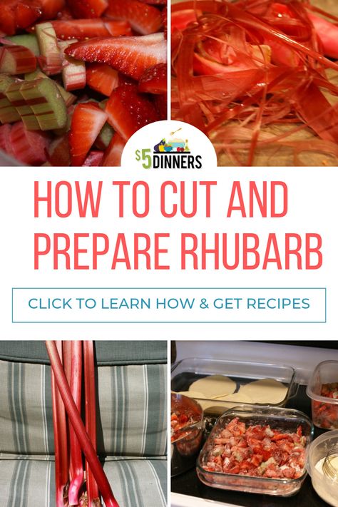 How to Cut and Prepare Rhubarb + Strawberry Rhubarb Recipes Raspberry Rhubarb Jam, How To Cook Rhubarb, Healthy Rhubarb Recipes, Recipes Rhubarb, Strawberry Rhubarb Recipes, Strawberry Rhubarb Pie Recipe, 5 Dinners, Strawberry Rhubarb Crumble, Rhubarb Strawberry