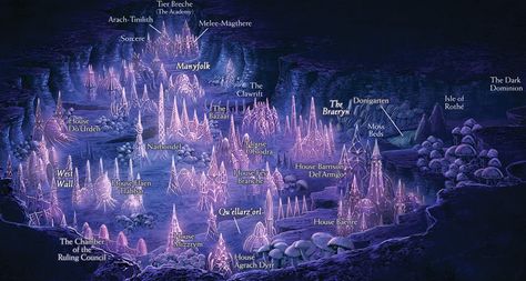 Lolth Drow Aesthetic, Drow City, Drow City Map, Blades In The Dark Map, Drow Underdark, Curse Of Strahd Map Barovia, Menzoberranzan Map, Elf City, Mroczny Elf