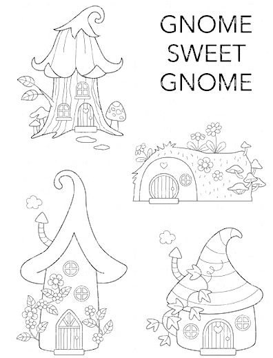 Gnome Sweet Gnome, Gnome Pictures, Gnome Patterns, Gnomes Crafts, Ink Transfer, Fairy Houses, Mailing List, Fairy House, Coloring Book Pages