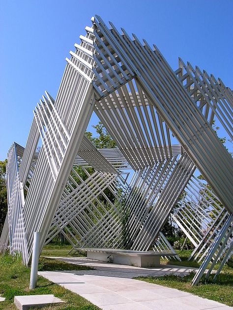 The Wave Folly by hira1O, via Flickr Folly Architecture, Architectural Folly, Pavilion Design, Parametric Architecture, Pergola Canopy, Urban Furniture, Amazing Buildings, Small Buildings, Structure Architecture