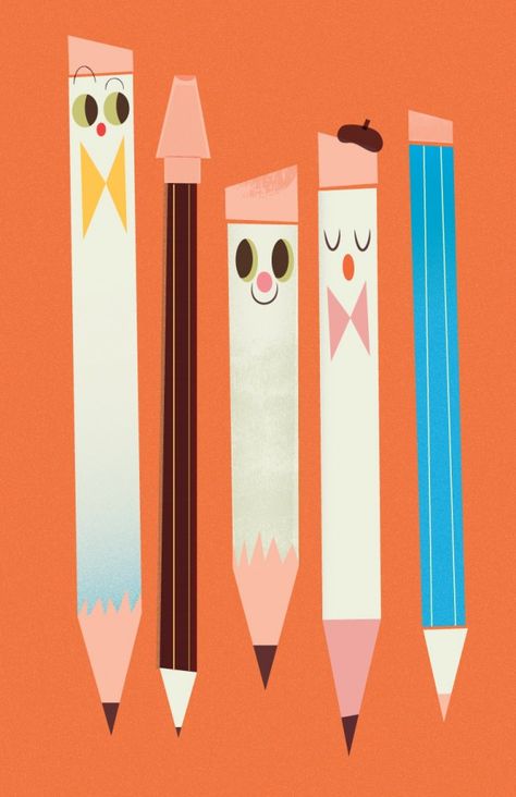 Cute Pen Illustration, Pencil Illustration Art, Pencil Pattern, Pencil Illustration Design, Illustration Pencil, Drawing Of Pencil, Cute Pencil, Crayon Illustration, Writing Illustration