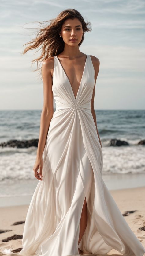 Beach Wedding Dress Ideas, Beach Wedding Dress Flowy, Convertible Wedding Dresses, Wedding Dresses Ideas, Simple Beach Wedding, Oceanfront Wedding, Wedding Theme Inspiration, Wedding Dress Ideas, Ocean Wedding