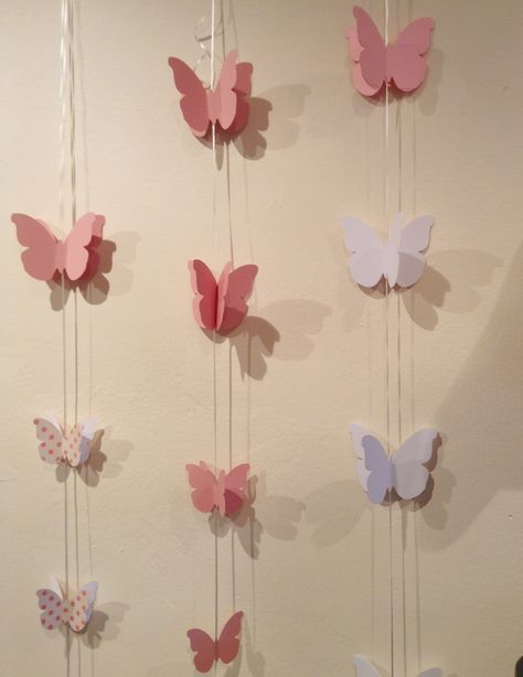 IDEASTARS - butterfly decor Diy Butterfly Decorations, Butterfly Wall Art Diy, Butterfly Room Decor, Butterfly Garland, Girly Room Decor, Butterfly Room, Easy Room Decor, Easy Diy Room Decor, Paper Flower Art