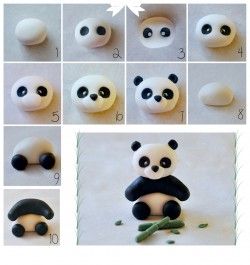 Panda Bear Cake, Kue Fondant, Bolo Panda, Clay Crafts For Kids, Panda Party, Fondant Animals, Bear Cake, Fondant Cake Toppers, Fondant Tutorial