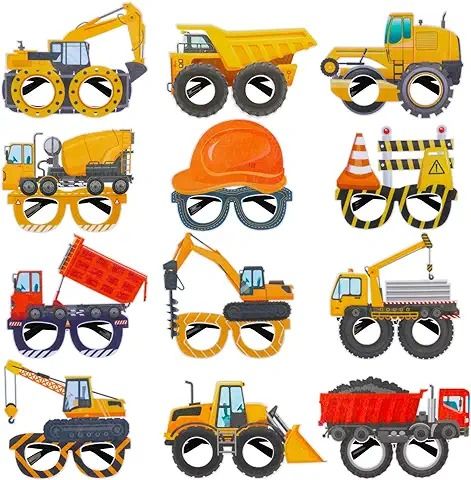 Amazon.com: Kids Party Supplies Boy Construction: Toys & Games Construction Photo Booth, Construction Party Favors, Truck Theme Birthday, Construction Theme Birthday Party, Construction Birthday Party, Party Glasses, Birthday Themes For Boys, Construction Birthday Parties, Trucks Birthday Party