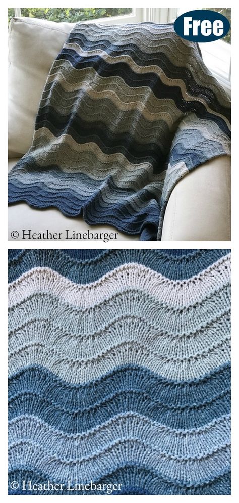 Pescadero Waves Blanket Free Knitting Pattern #Startknittingfreepattern #babyblanketpattern #easyknittingpatterns Wave Blanket Knitting Pattern, Knit Waves Pattern, Wave Knitting Pattern Free, Knitting Waves Pattern, Knitted Waves Pattern, Free Knit Blankets, Knitting Chevron Pattern, Wave Knit Stitch Pattern Free, Knit Wave Pattern