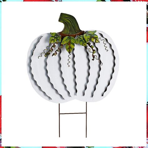 Metal Pumpkin Stakes Yard Signs Fall Decor Decorative Garden Stake Lawn Pumpkins Ornaments Outdoor Autumn Decoration for Harvest Halloween Thanksgiving (26" H White) Halloween Garden Decorations, Fall Yard Decor, Fall Harvest Decorations, Outdoor Thanksgiving, Halloween Lawn, Pumpkin Garden, Pumpkin Ornament, Metal Pumpkins, Decorative Garden Stakes