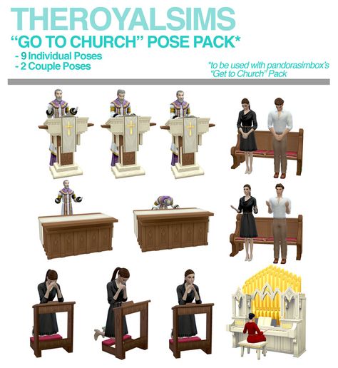 THEROYALSIMS "GO TO CHURCH" POSE PACK | The Royal Sims on Patreon Lotes The Sims 4, Sims 4 Decades Challenge, Sims Medieval, Sims Stories, Go To Church, Medieval Furniture, Of Poses, The Sims 4 Packs, Casas The Sims 4