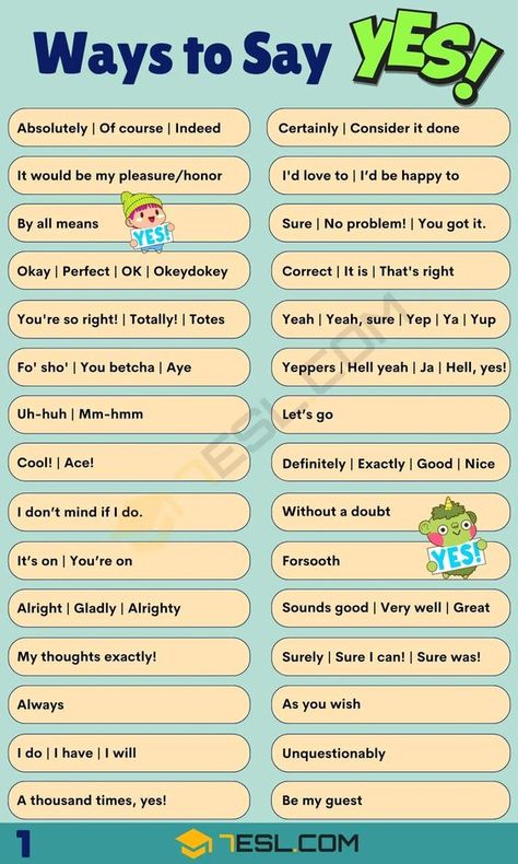 How To Say Yes To A Suitor Ideas, Other Ways To Say Good Morning, Ways To Say Yes, Business Vocabulary, English Synonyms, Ways To Say Sorry, Learning Vocabulary, Verb Words, Ways To Say Said