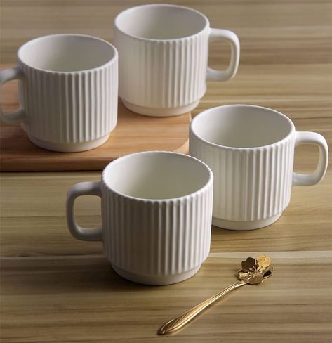 SHOWFULL Stackable Coffee Mugs Set of 4, 7 OZ Espresso Ceramics Cups for Latte Cappuccino Cocoa with Handle, White : Amazon.co.uk: Home & Kitchen Stackable Coffee Mugs, Ceramics Cups, Coffee Mugs Set, Birthday Items, Large Coffee Mugs, Resin Jewelry Diy, Large Coffee, Coffee Mug Sets, March 2024