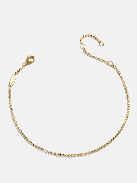 Dainty anklets will always be an on-trend design. The Stephanie 18K Gold Anklet adds a little luxe to every look. This bracelet features petite gold ball beads for just a touch of texture and is crafted with 18K gold plated sterling silver. Pretty Accessories, Gold Anklet, Spring Event, Pretty Jewelry, Jewelry Inspo, Apartment Ideas, Senior Year, Pretty Jewellery, Arm Candy