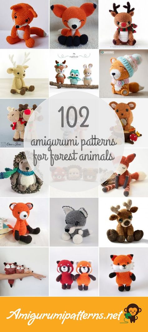 Amigurumi Patterns For Forest Animals Crochet Woodland Animals, Woodland Creatures Nursery, Crochet Woodland, Crochet Toys Free Patterns, Crochet Toys Free, Crochet Hack, Animal Knitting Patterns, Creative Crochet, Amigurumi Animals