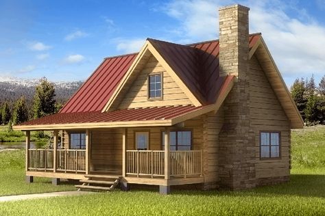 Fairview Log Home | 1170 SF | 3 Bedrooms | 2 Bath Rustic Cabin Plans, Log Cabin Flooring, Wood Cabins, Log Home Flooring, 3 Bedroom Cabin, Dream Ranch, Log Cabin Floor Plans, Small Cabins, Small Cabin Plans