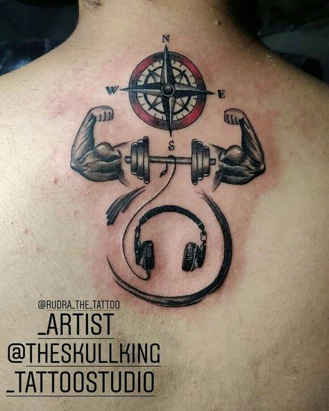 Gym Dumble Tattoo Designs, Bodybuilding Tattoo Ideas, Body Building Tattoo, Gym Tattoo Design, Gym Related Tattoos, Gym Tattoo Ideas For Men, Gym Tattoo Ideas, Dumbbell Tattoo, Building Tattoo