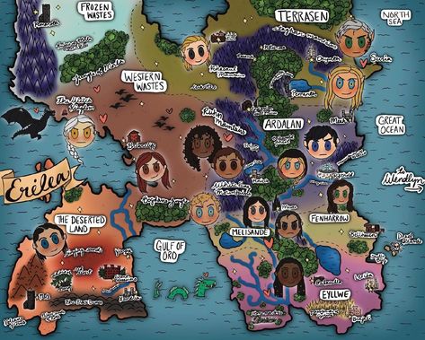 Throne Of Glass World Map, Throne Of Glass Map Erilea, Velaris Map, Sara J Maas Books, Erilea Map, Throne Of Glass Map, Acotar Map, Throne Of Glass Characters, Queen Of Shadows