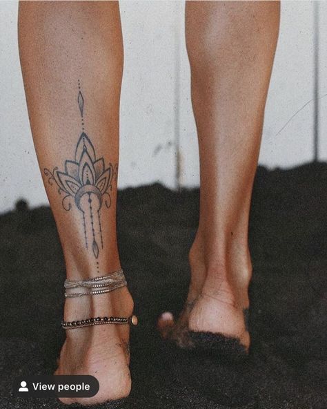 Boho Tattoos For Women Free Spirit, Inner Calf Tattoo, Mandala Foot Tattoo, Back Of Ankle Tattoo, Sewing Tattoos, Small Girly Tattoos, Ankle Tattoos For Women, Cool Wrist Tattoos, Self Love Tattoo