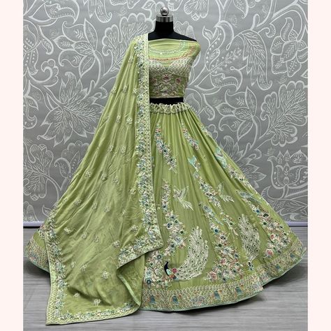 Latest Lehenga Choli, Pista Green Colour, Fancy Lehenga, Bridesmaid Lehenga, Pista Green, Reception Lehenga, Indian Wedding Outfit, Net Lehenga, Lehenga Choli Online