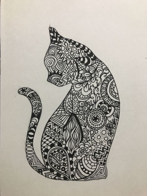 #ZentangleArt #PatternInspiration #MindfulCreativity #ZenDoodle Cat Zentangle Drawing, Zentangle Cats Pattern, Zen Tangle Animals, Doodle Objects, Cat Zentangle, Zentangle Animals Art, Easy Manga Drawings, Lion Canvas Painting, Cat Quilt Patterns