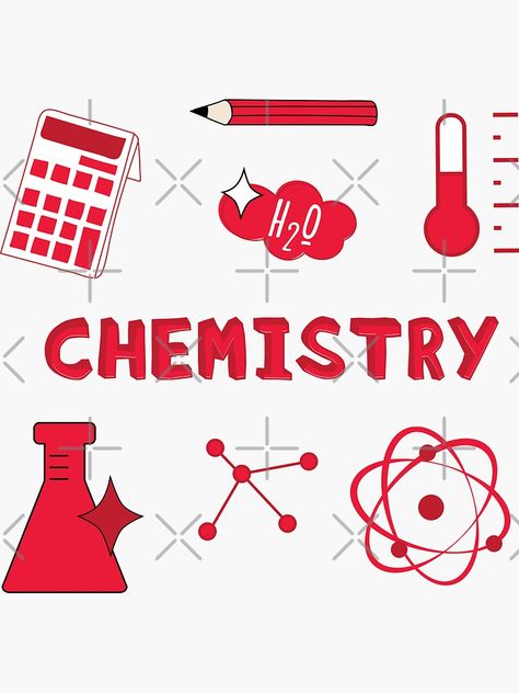 "Red Chemistry Subject Sticker Pack" Sticker by The-Goods | Redbubble Chemistry Subject, Subject Stickers, Journal Banner, School Binder Covers, Sticker Inspiration, Art School Supplies, Chemistry Gifts, Bullet Journal Banner, School Binder