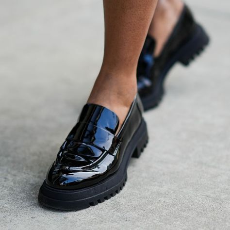 Black Loafers Outfit, Black Patent Loafers, Black Patent Leather Loafers, Sorel Winter Boots, Loafers Outfit, Patent Loafers, North Face Shoes, Black Suede Loafers, Lug Sole Boots