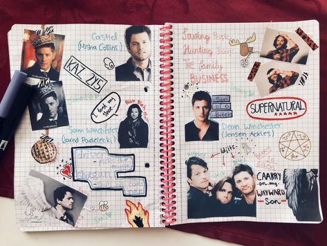 Supernatural Scrapbook, Supernatural Journal Pages, Supernatural Book, Hippie Crafts, Supernatural Books, Bulletin Journal, Movie Journal, Sketchbook Layout, A Level Art Sketchbook