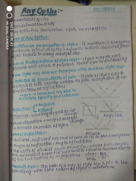 Ray optics 🔘🔘 Ray Optics Formula Sheet, Ray Optics Physics Notes, Ray Optics, Physics Notes, Study Tips For Students, Aesthetic Notes, Chemistry Notes, Science Notes, Class Notes