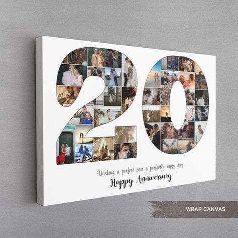 20 Year Anniversary Ideas, 20th Anniversary Ideas, Anniversary Quotes For Parents, Number Collage, 20 Year Anniversary Gifts, Anniversary Photo Gift, 20th Wedding Anniversary Gifts, 20th Wedding Anniversary, 21st Wedding Anniversary