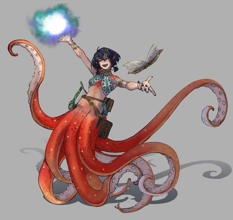 Octopus Mermaid, Mermaid Drawings, Mermaids And Mermen, Fantasy Creatures Art, Creature Concept Art, Mermaid Art, Tabletop Rpg, Creature Concept, Creature Design