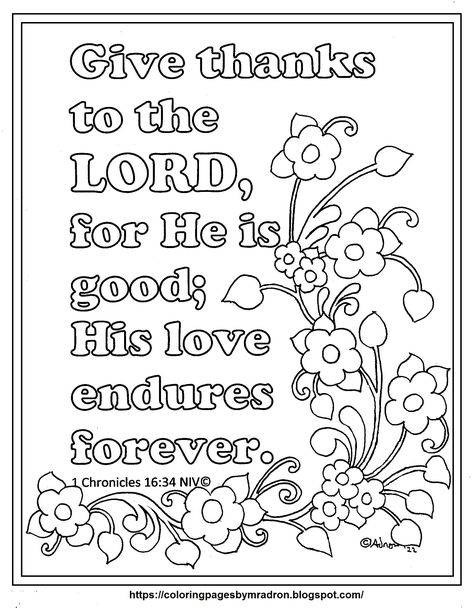 Give Thanks To The Lord Coloring Page, Christian Thanksgiving Coloring Pages, Kindness Coloring Pages, Thankful Bible Verses, Turtle Pictures, 1 Chronicles 16 34, Bulletin Ideas, Christian Thanksgiving, Jesus Coloring Pages