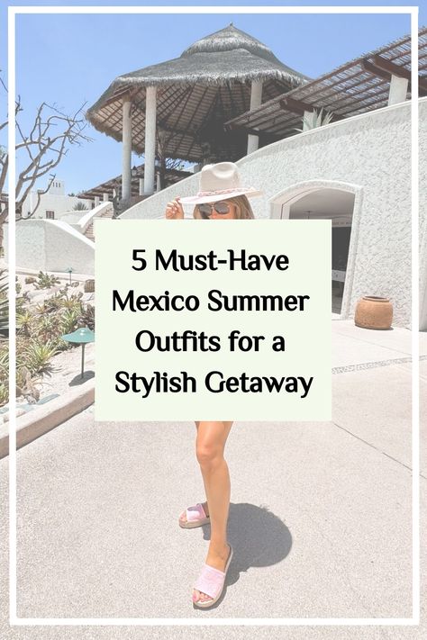 The person is wearing a colorful floral dress, pink slide sandals, and a white hat. Mexican Resort Outfits, What To Wear To Mexico, Mexico Street Style, Mexico Summer Outfits, Mexico Travel Outfit, Mexico Summer, Casual White Sneakers, Mexican Vacation, Colorful Romper