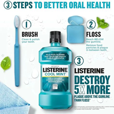 LISTERINE COOL MINT ANTISEPTIC IS AVAILABLE NOW AT RANDALL'S HOME GOODS 🇺🇸 SHOP Listerine Mouthwash, Listerine Cool Mint, Antiseptic Mouthwash, Mouth Rinse, Dental Cleaning, Oral Care Routine, Gum Care, Hygiene Routine, Gum Health