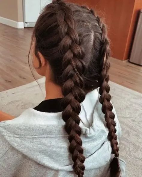 Curly Hairstyle Ideas, Curly Braided Hairstyles, Two Dutch Braids, Two Braid Hairstyles, Dutch Braid Hairstyles, Side Braid Hairstyles, Dutch Braids, Cute Curly Hairstyles, Pigtail Braids