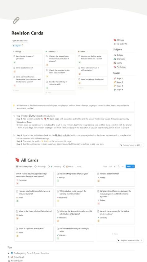 How to create flashcards using Notion | Notion Template Revision Template, Study Planner Free, School Planner Template, Using Notion, Revision Cards, Active Recall, Homework Planner, Life Planner Organization, Spaced Repetition