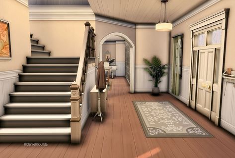 new sims 4 build | huge family home | 8 beds 6 baths ✨ it’s on the gallery (no cc) EA ID: daniellebuilds #thesims4 #thesims #daniellebuilds Sims 4 Front Yard Ideas, Sims 4 Family House Ideas, Sims Entryway Ideas, Sims 4 House Interior Ideas, Sims 4 Foyer, Sims 4 Entrance Ideas, Sims 4 Mudroom, Sims 4 Entryway Ideas, Sims 4 Front Door