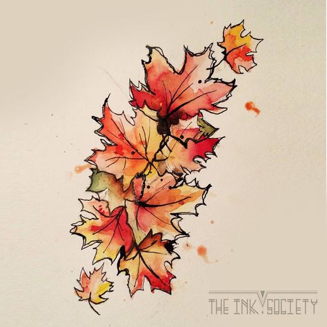 The Ink Society Autumn Theme Tattoo, Autumn Tree Tattoo, Fall Foliage Tattoo, Fall Tattoo Sleeve, Autumn Leaf Tattoo, Air Tattoos, Element Tattoos, Freya Tattoo, Tattoos Fairy