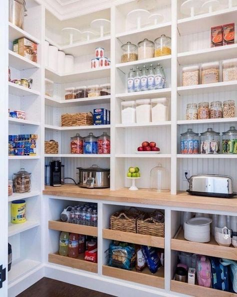 Pantry Layout, Dream Pantry, Pantry Laundry, Pantry Room, Organized Pantry, Custom Pantry, Desain Pantry, Pantry Remodel, Kabinet Dapur