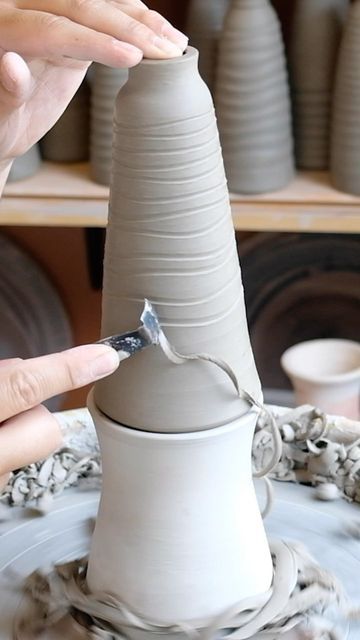 Salter Pottery on Instagram: "How I make a wavy oil bottle 😍 #pottery #ceramics #clay #howto" Pottery Bottles, How To Make Oil, Ceramic Bottle, Pottery Ceramics, Pottery Ideas, Oil Bottle, Handmade Pottery, Ceramics, On Instagram