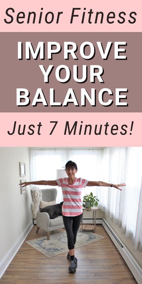 7 minute balance practice for seniors Improve Balance Exercises, Yoga For Seniors, Planet Fitness, Trening Fitness, Health And Fitness Articles, Walking Exercise, Improve Balance, Easy Yoga Workouts, Strengthening Exercises