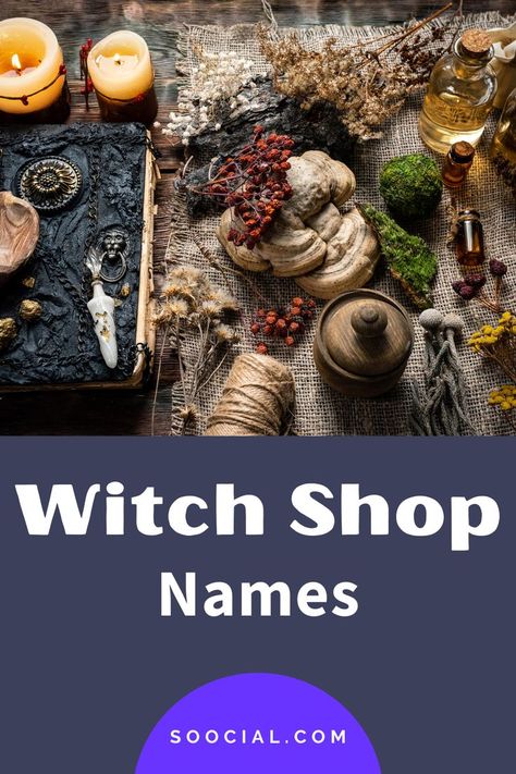 Witch House Names, Apothecary Names, Witchy Business Ideas, Fantasy Shop Names, Witchy Store Names, Witch Business Names, Apothecary Business Names, Witchy Shop Ideas, Witchy Business Names