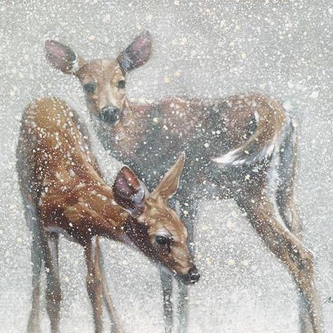 Animals – Page 7 – The Art of N.A. Noël Deer In Snow, Winter Farm, Deer Illustration, Animal Artwork, Noel Art, Watercolor Ideas, Cute Canvas, Textured Canvas Art, Foto Art