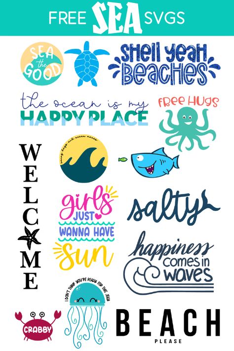 Love the ocean? Love puns? Show off both with this free Sea the Good SVG, along with a dozen other SVG designs to download. Cruise Svg Free, Octopus Svg, 30 Minute Crafts, Ocean Svg, Happiness Comes In Waves, Trending Crafts, Cricut Svg Files Free, Svg Templates, Free Svgs