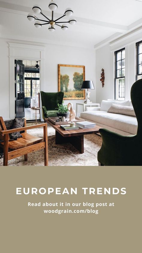 “European interior design” is a very general phrase for all the many design elements that go into the many different overlapping styles across Europe! European interior design is deeply appreciated in modern America and inspires American interior design trends. As Europe continues to be the epicenter for interior design, here are some staple designs to follow for guidance in order to create a gorgeous European “look.” Modern European Design, European Interior Design Modern, European Design Interior, European Eclectic Interior Design, Modern American Interior, European Design Style, European Interior Design, European Interiors, American Interior Design